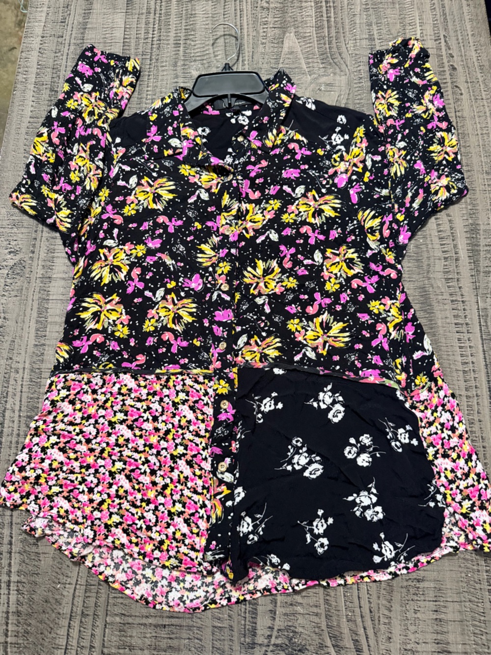 Mixed Floral Black Long-Sleeve Blouse - Women